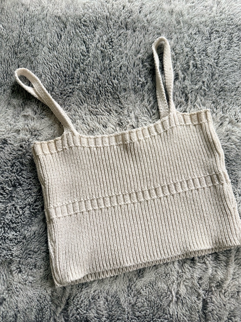 Zara Cream Knit Ribbed Camisole